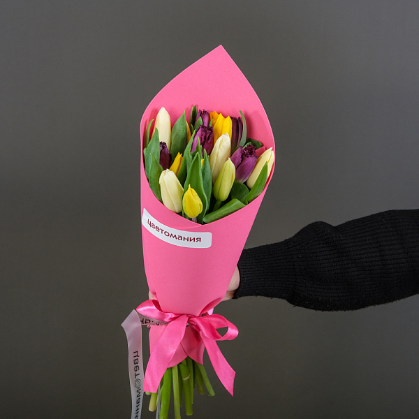 Купить Букет из 15 тюльпанов микс в  с бесплатной доставкой: цена, фото, описание