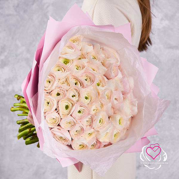 Купить Букет из 51 ранункулюса в  с бесплатной доставкой: цена, фото, описание