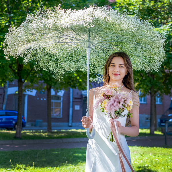 Купить Свадебный зонт из гипсофилы в  с бесплатной доставкой: цена, фото, описание