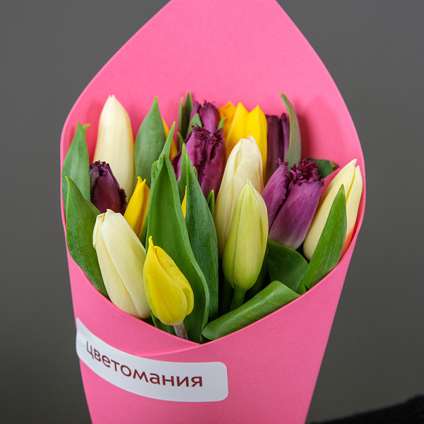 Купить Букет из 15 тюльпанов микс в  с бесплатной доставкой: цена, фото, описание