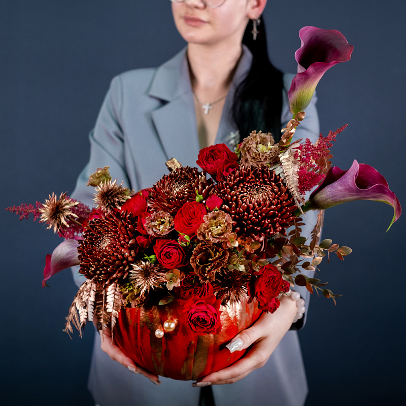 Композиция в тыкве «Багряная осень»