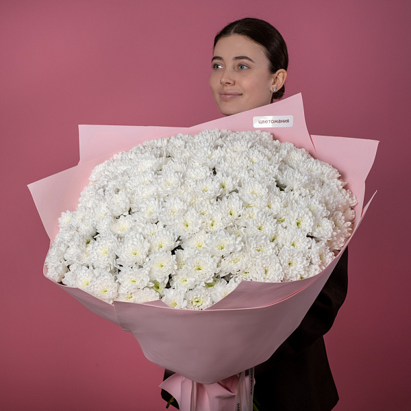 Купить Букет из 35 белых кустовых хризантем в  с бесплатной доставкой: цена, фото, описание