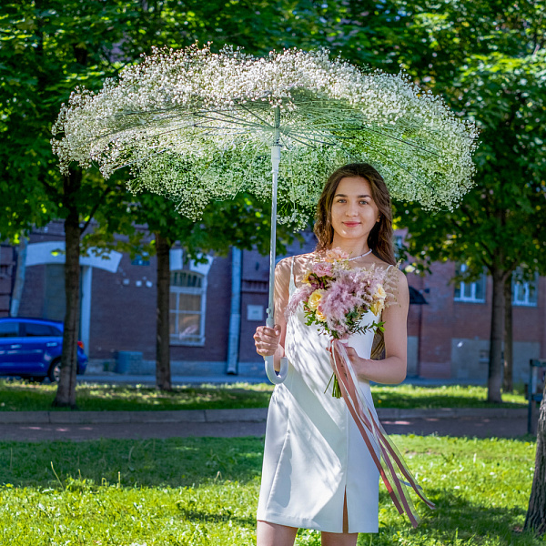 Купить Свадебный зонт из гипсофилы в  с бесплатной доставкой: цена, фото, описание