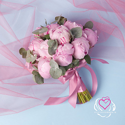 Купить Букет невесты из розовых пионов Сара Бернар в Санкт-Петербурге с бесплатной доставкой: цена, фото, описание
