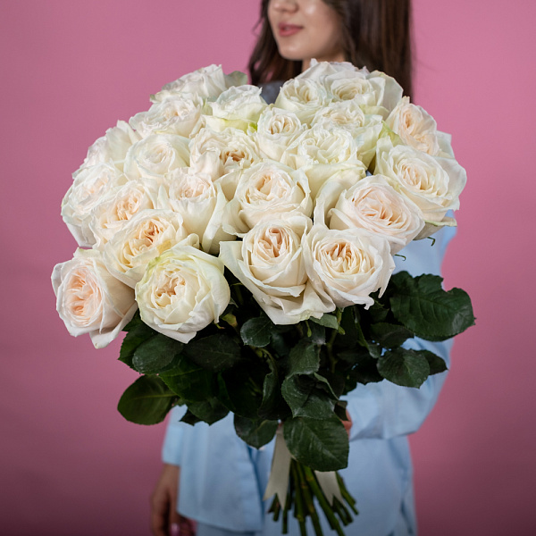 Купить Пионовидная роза Вайт Охара 50 см (Эквадор) в  с бесплатной доставкой: цена, фото, описание