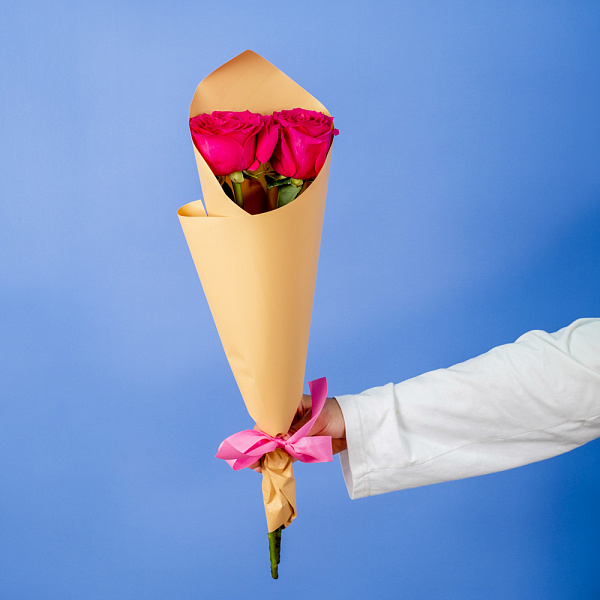 Купить Букет из 2 розовых роз 50 см (Эквадор) в  с бесплатной доставкой: цена, фото, описание