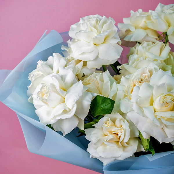 Купить Букет из 25 белых французских роз в  с бесплатной доставкой: цена, фото, описание