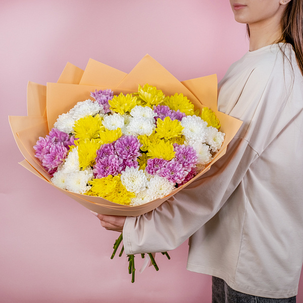 Купить Букет хризантем на 1 сентября в  с бесплатной доставкой: цена, фото, описание