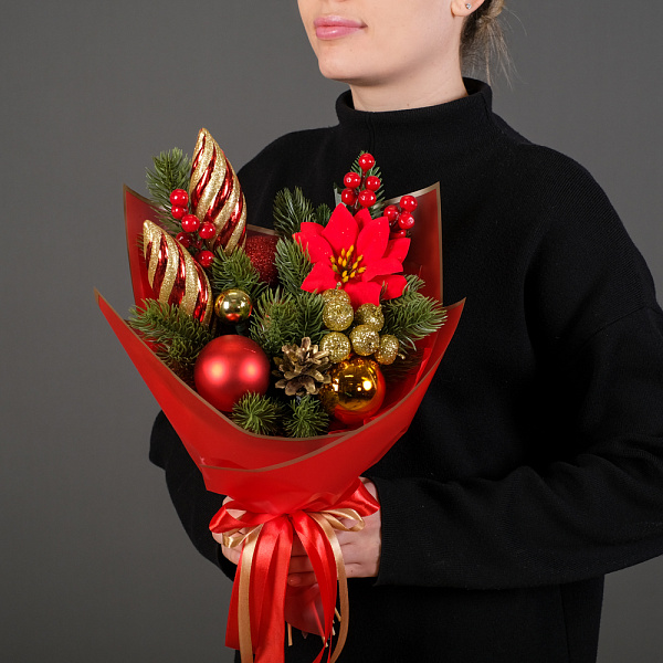 Купить Букет из сухоцветов «Рождественская звезда» в  с бесплатной доставкой: цена, фото, описание
