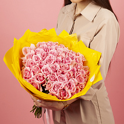 Купить Букет из 51 розовой розы 50 см (Россия) в Санкт-Петербурге с бесплатной доставкой: цена, фото, описание