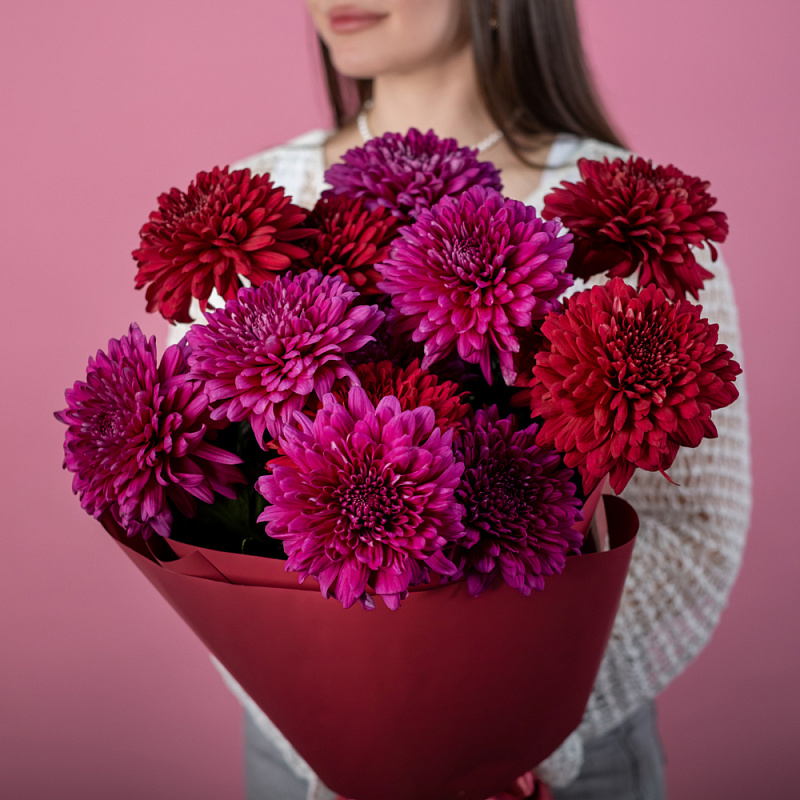 Букет из 15 хризантем Ламира микс