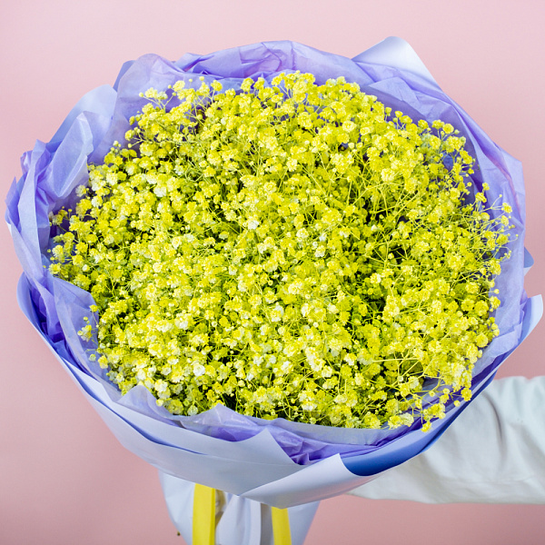 Купить Букет из желтых гипсофил в  с бесплатной доставкой: цена, фото, описание