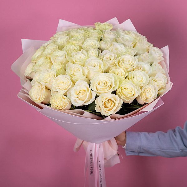 Букет из 51 белой розы 40-50 см (Эквадор) 2 Купить Букет из 51 белой розы 40-50 см (Эквадор) в  с бесплатной доставкой: цена, фото, описание
