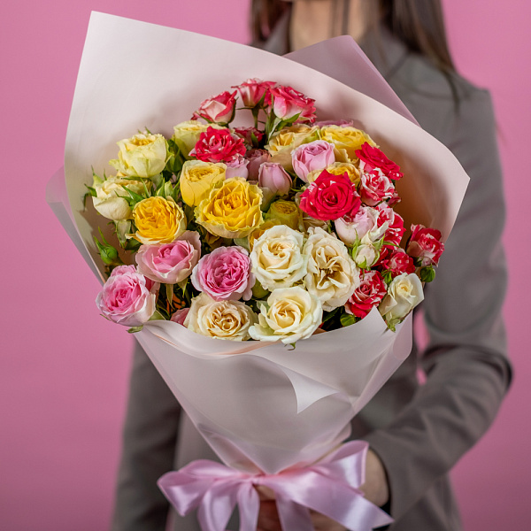 Купить Букет «9 кустовых роз микс» (Кения) в  с бесплатной доставкой: цена, фото, описание