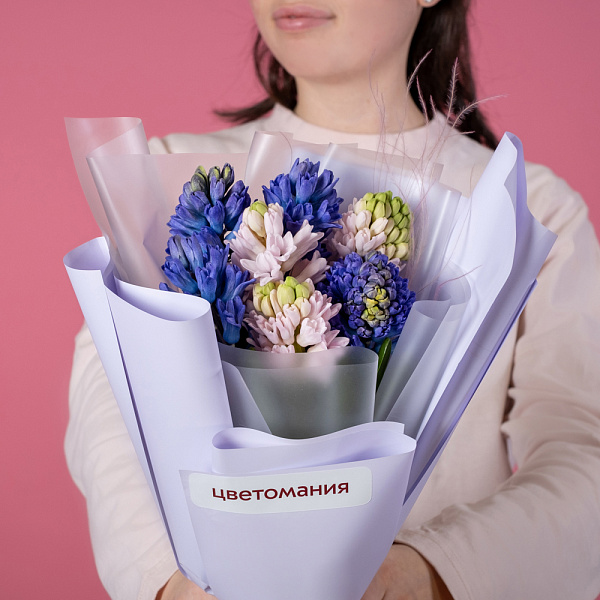Купить Букет из 7 гиацинтов микс в  с бесплатной доставкой: цена, фото, описание