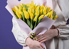 Купить Букет 51 жёлтый тюльпан в Санкт-Петербурге с бесплатной доставкой: цена, фото, описание