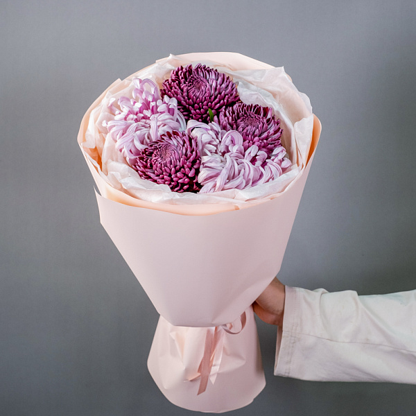 Купить Букет из 5 хризантем экстра в  с бесплатной доставкой: цена, фото, описание