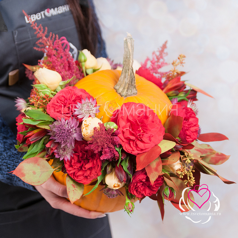 Композиция в тыкве «Бархатная осень»