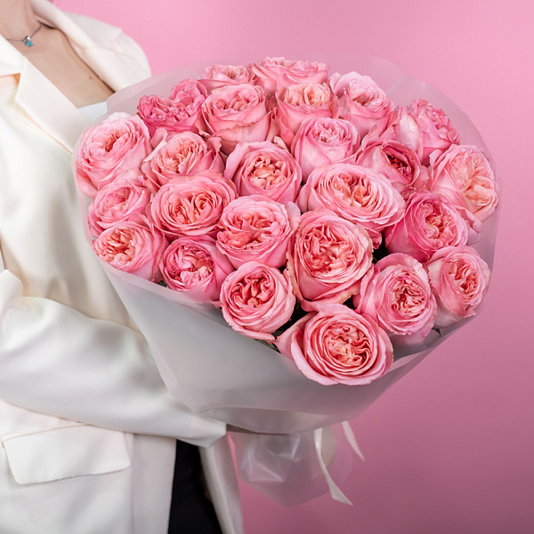Купить Букет из 25 пионовидных розовых роз 50 см Pink Expression в  с бесплатной доставкой: цена, фото, описание