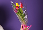 Купить Букет 5 тюльпанов микс в пленке в Санкт-Петербурге с бесплатной доставкой: цена, фото, описание