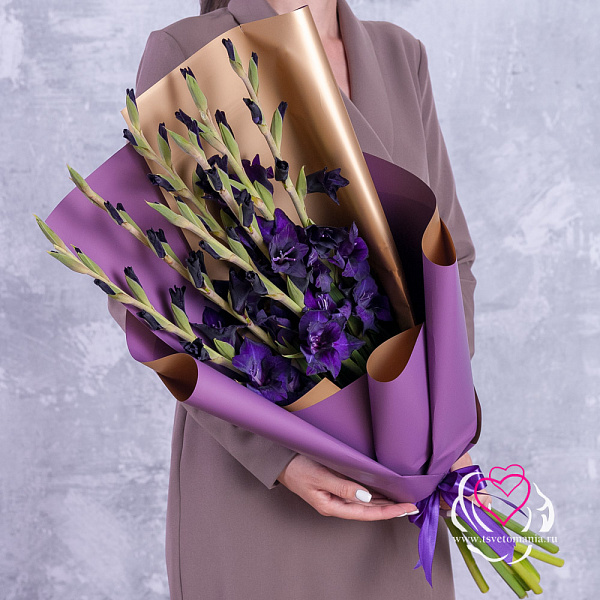Купить Букет из 7 фиолетовых гладиолусов в Санкт-Петербурге с бесплатной доставкой: цена, фото, описание