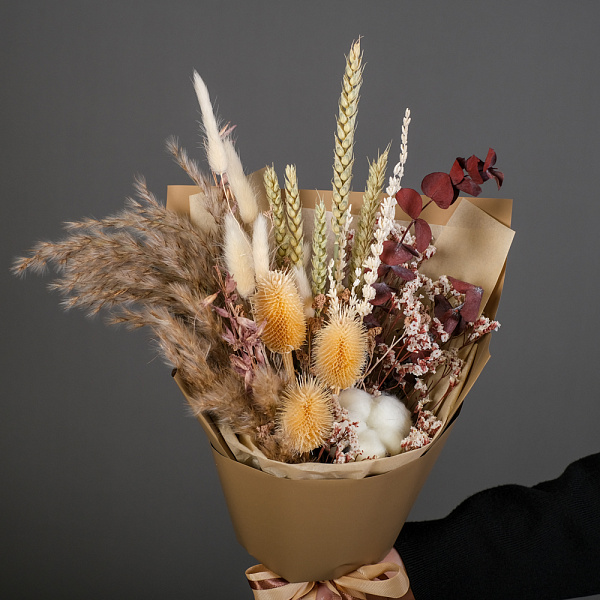 Купить Букет с сухоцветами «Танец полей» в  с бесплатной доставкой: цена, фото, описание