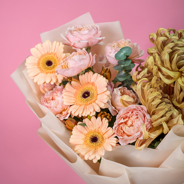 Купить Букет «Персиковый латте» в  с бесплатной доставкой: цена, фото, описание