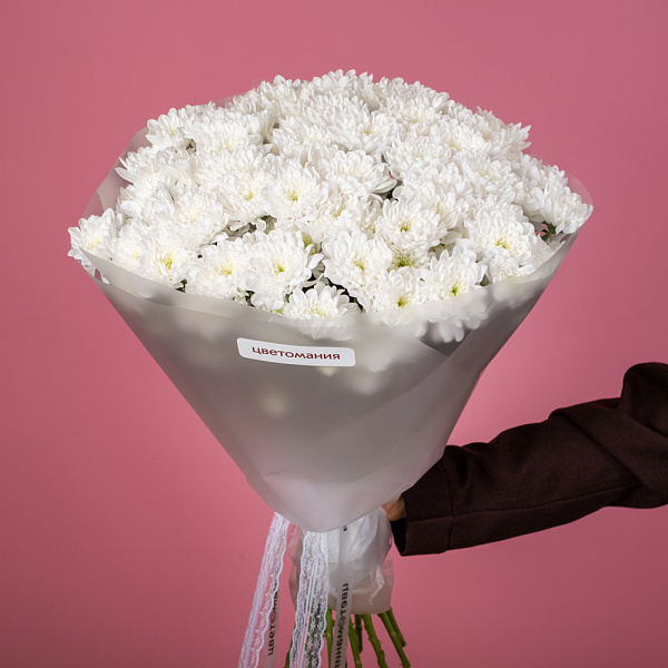 Купить Букет из 15 белых кустовых хризантем в  с бесплатной доставкой: цена, фото, описание