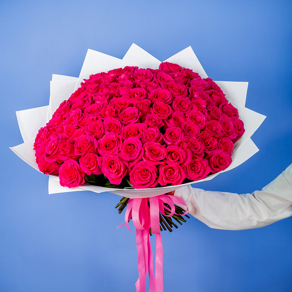Купить Букет из 80 розовых роз 50 см (Эквадор) в  с бесплатной доставкой: цена, фото, описание