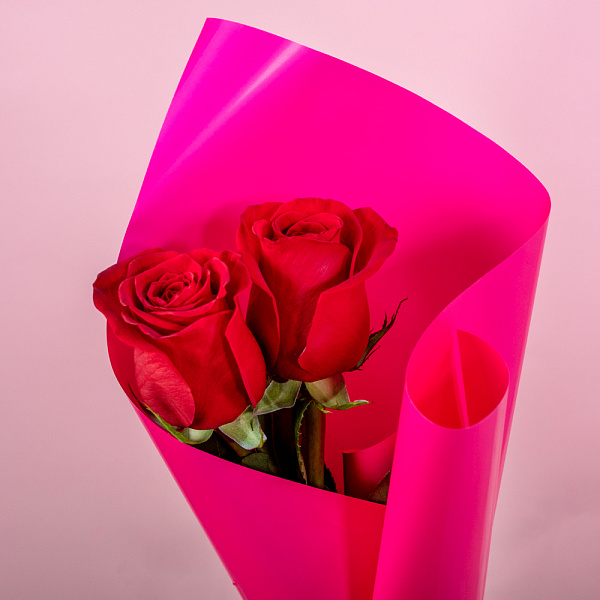 Купить Букет из 2 красных роз 50 см (Эквадор) в  с бесплатной доставкой: цена, фото, описание