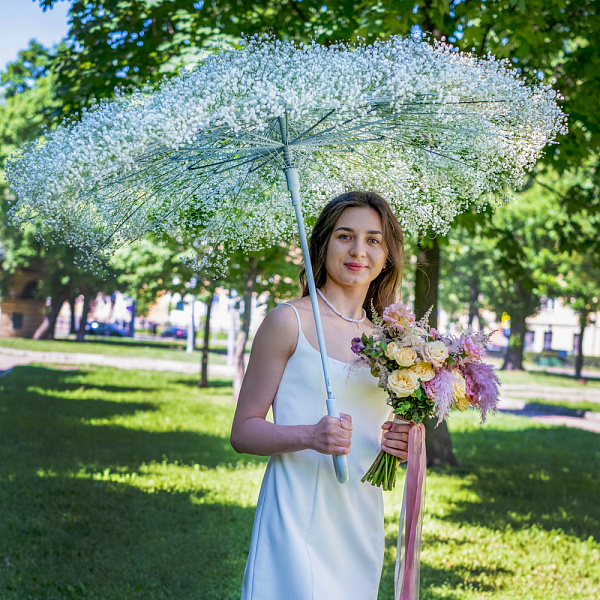 Купить Свадебный зонт из гипсофилы в  с бесплатной доставкой: цена, фото, описание