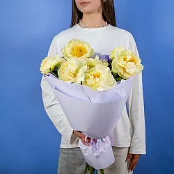 Букет из 9 лимонных пионов (Премиум) Купить Букет из 9 лимонных пионов (Премиум) в с бесплатной доставкой: цена, фото, описание