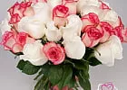 Купить Букет «51 белая и розовая роза Premium»  (Эквадор) в  с бесплатной доставкой: цена, фото, описание
