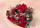Купить Букет невесты из пионовидных роз Ред Пиано, калл и эрингиума в  с бесплатной доставкой: цена, фото, описание