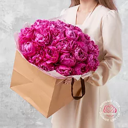 Купить Букет из 25 розовых пионов (Стандарт) в  с бесплатной доставкой: цена, фото, описание