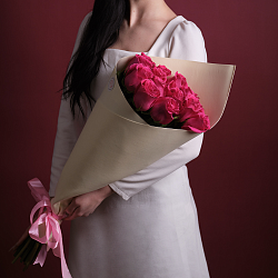 Купить Букет из 15 розовых роз 70 см в  с бесплатной доставкой: цена, фото, описание